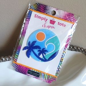 Simply Tote Bag Charm - Palm Trees and Wave, Ocean